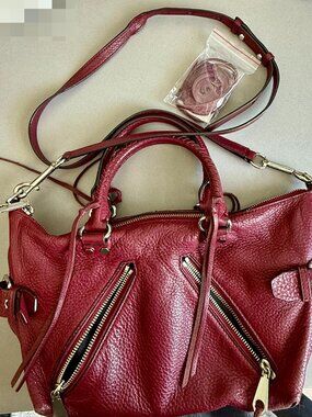 Rebecca Minkoff Red Pebbled Leather Satchel Crossbody Bag